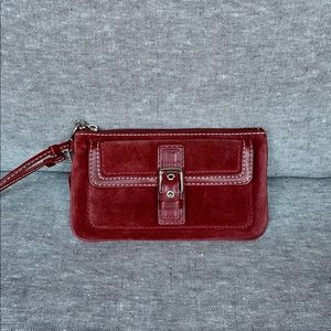 Coach Suede Burgundy Wristlet